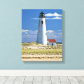Great Point Lighthouse Nantucket MA Wrapped Canvas Afdruk (Insitu (Houten vloer))