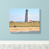 Great Point Lighthouse Nantucket MA Wrapped Canvas Afdruk (Insitu (Houten vloer))