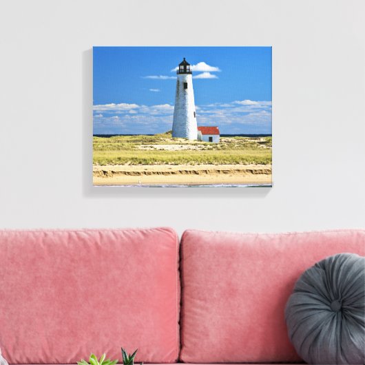 Great Point Lighthouse Nantucket MA Wrapped Canvas Afdruk (Insitu (Woonkamer))