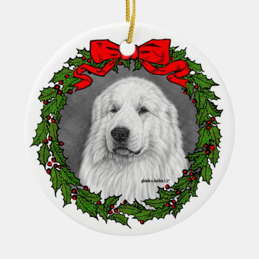 Great Pyrenees Art van Glenda S. Harlan Keramisch Ornament (Voorkant)