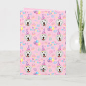 Great Pyrenees Birthday Card in Pink Kaart (Achterkant)