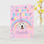 Great Pyrenees Birthday Card in Pink Kaart (Gele Bloem)