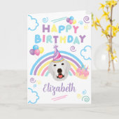Great Pyrenees Birthday Card in White Kaart (Gele Bloem)