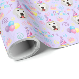 Great Pyrenees Birthday Gift Wrapping Paper Purple Cadeaupapier