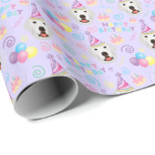 Great Pyrenees Birthday Gift Wrapping Paper Purple Cadeaupapier (Rol Hoek)