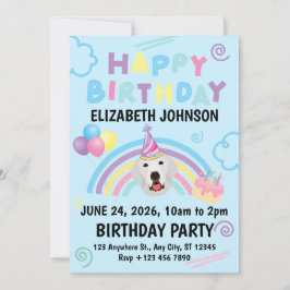 Great Pyrenees Birthday Invitation Blue Kaart