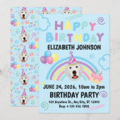 Great Pyrenees Birthday Invitation Blue Kaart (Voorkant / Achterkant)