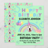 Great Pyrenees Birthday Invitation Green Kaart (Voorkant / Achterkant)