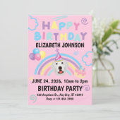 Great Pyrenees Birthday Invitation Pink Kaart (Staand voorkant)