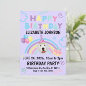 Great Pyrenees Birthday Invitation Purple Kaart (Staand voorkant)