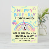 Great Pyrenees Birthday Invitation Yellow Kaart (Staand voorkant)