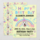 Great Pyrenees Birthday Invitation Yellow Kaart (Voorkant / Achterkant)