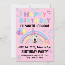 Great Pyrenees Birthday Party Invitation Pink Kaart