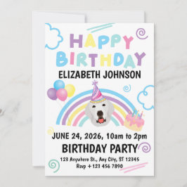 Great Pyrenees Birthday Party Invitation White Kaart