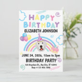 Great Pyrenees Birthday Party Invitation White Kaart (Staand voorkant)