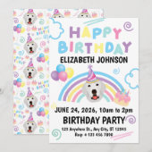 Great Pyrenees Birthday Party Invitation White Kaart (Voorkant / Achterkant)