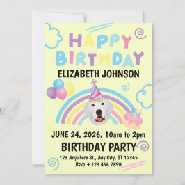 Great Pyrenees Birthday Party Invitation Yellow Kaart