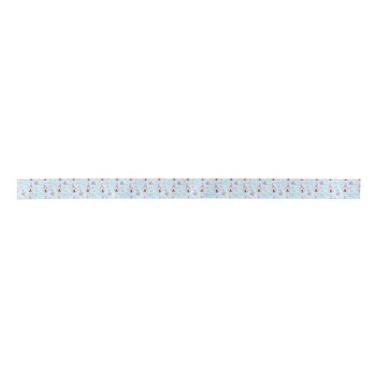 Great Pyrenees Birthday Satin Ribbon in Blue Satijnen Lint (Voorkant)