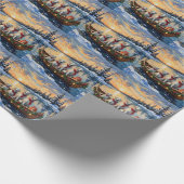 Great Pyrenees Christmas Boat Holiday Cadeaupapier (Hoek)