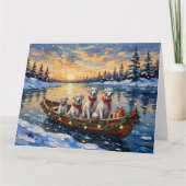 Great Pyrenees Christmas Boat Holiday Kaart (Voorkant)