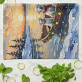 Great Pyrenees Christmas Boat Holiday Theedoek (Gevouwen)