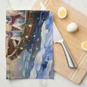 Great Pyrenees Christmas Boat Holiday Theedoek (Quarter Fold)