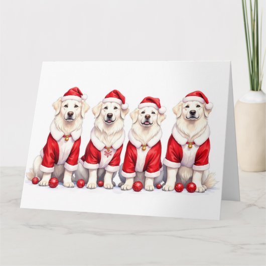 Great Pyrenees Christmas Dress Santa Hat Kaart (Voorkant)
