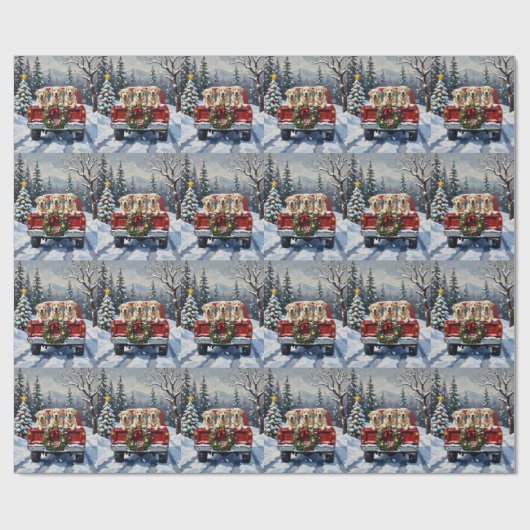 Great Pyrenees Christmas Red Truck Holiday Cadeaupapier (Vlak)