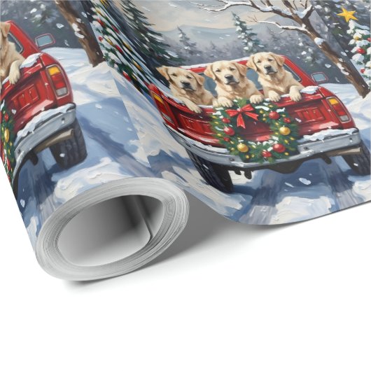 Great Pyrenees Christmas Red Truck Holiday Cadeaupapier (Rol Hoek)