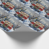 Great Pyrenees Christmas Red Truck Holiday Cadeaupapier (Hoek)
