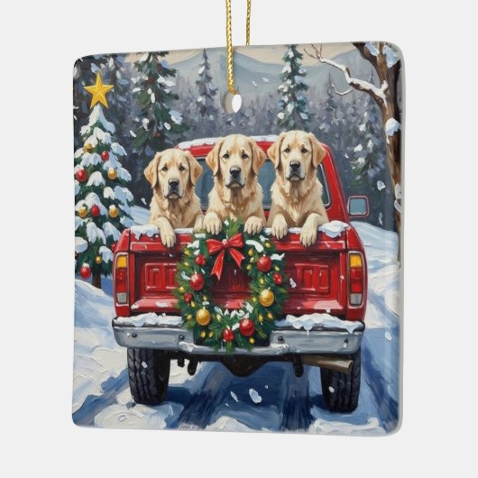 Great Pyrenees Christmas Red Truck Holiday Keramisch Ornament (Links)