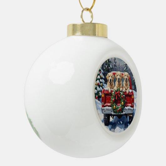 Great Pyrenees Christmas Red Truck Holiday Keramische Bal Ornament (Links)