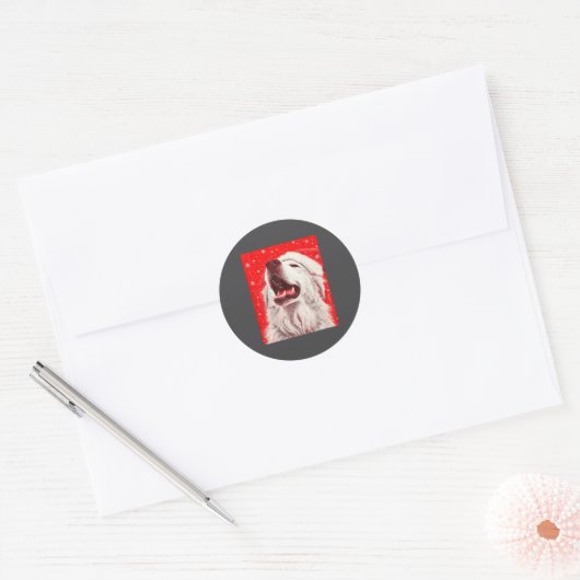 Great Pyrenees Christmas  Ronde Sticker (Envelop)