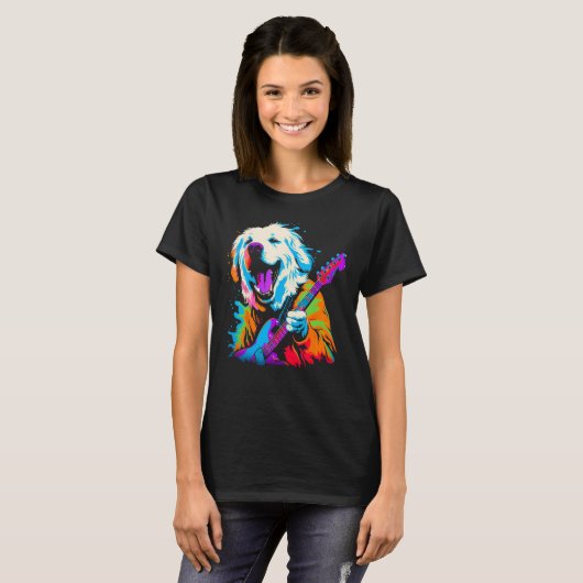 Great Pyrenees Dog Guitar T-shirt (Voorkant volledig)