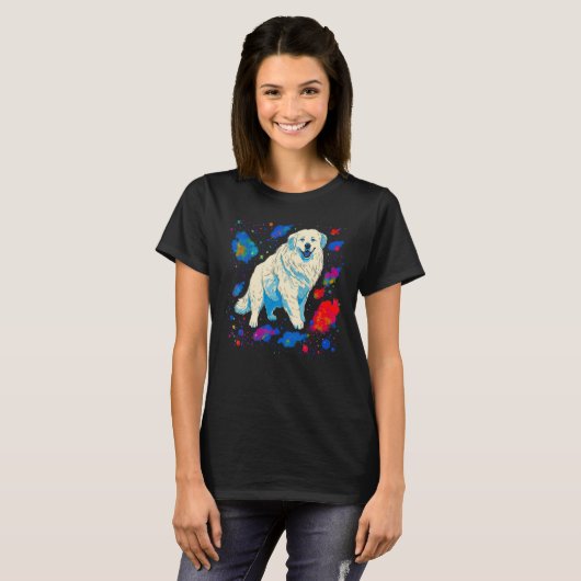 Great Pyrenees  Dog in Space T-shirt (Voorkant volledig)