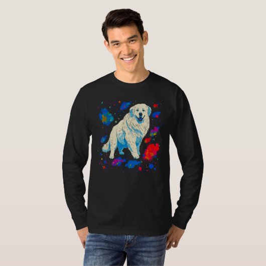 Great Pyrenees  Dog in Space T-shirt (Voorkant volledig)