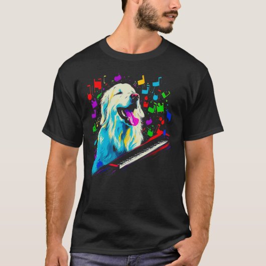 Great Pyrenees Dog Pianist T-shirt (Voorkant)