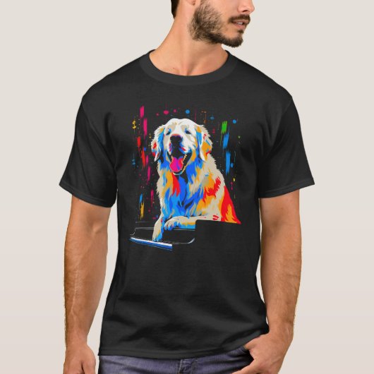 Great Pyrenees Dog Piano T-shirt (Voorkant)