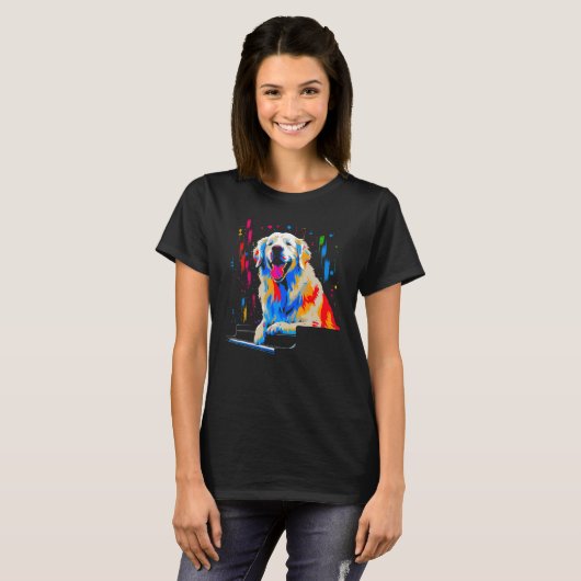 Great Pyrenees Dog Piano T-shirt (Voorkant volledig)