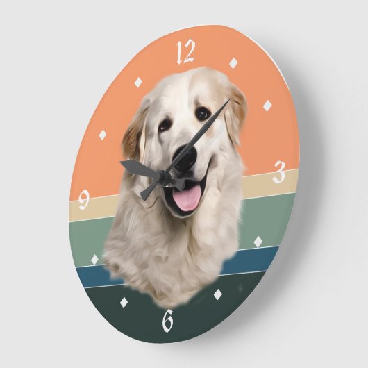 Great Pyrenees Dog Retro Sunset Grote Klok (Hoek)