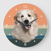 Great Pyrenees Dog Retro Sunset Grote Klok (Voorkant)