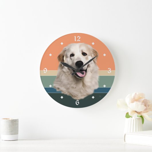 Great Pyrenees Dog Retro Sunset Grote Klok (Huis)
