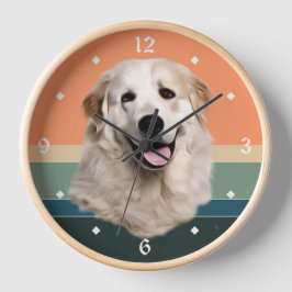 Great Pyrenees Dog Retro Sunset Grote Klok