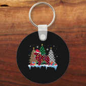 Great Pyrenees Dog Tree Christmas Lights Fun Xmas Sleutelhanger (Voorkant)