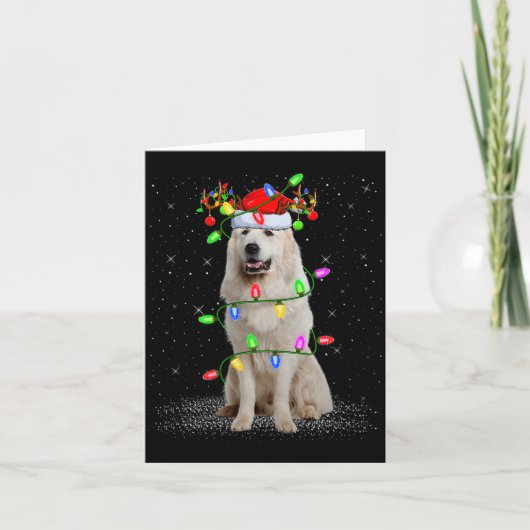 Great Pyrenees Dog Xmas Lights Santa Pet Dog Lover Kaart (Voorkant)