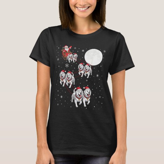 Great Pyrenees Dog Xmas Pajama Matching Santa Clau T-shirt (Voorkant)