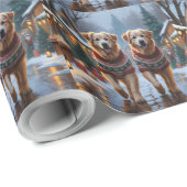 Great Pyrenees Dogs Christmas Snow Holiday  Cadeaupapier (Rol Hoek)