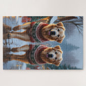 Great Pyrenees Dogs Christmas Snow Holiday  Legpuzzel (Horizontaal)