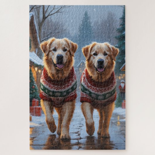 Great Pyrenees Dogs Christmas Snow Holiday  Legpuzzel (Verticaal)