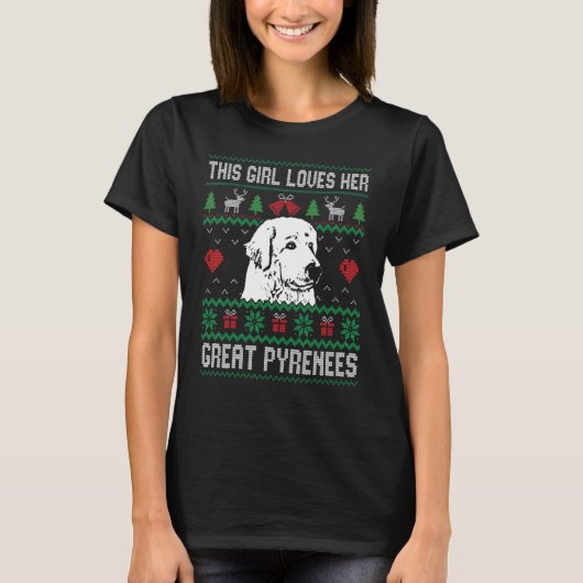 Great Pyrenees Girl Cool Ugly Christmas for Dog Mo T-shirt (Voorkant)